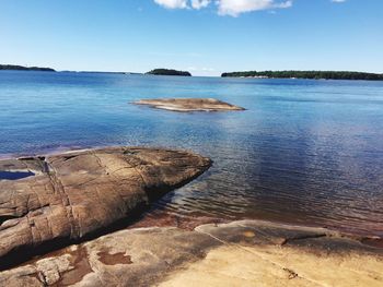 Scenic view of sea against clear sky