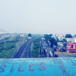 View of cityscape against clear sky