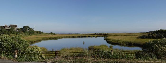 Scenic view of landscape against clear sky