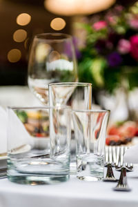 Close-up of place setting at wedding reception