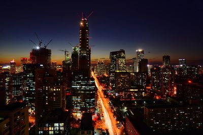 Illuminated city at night