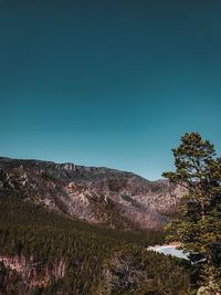 Scenic view of landscape against clear blue sky