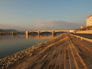 Margaret bridge over danube against sky