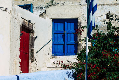 Closed door of building