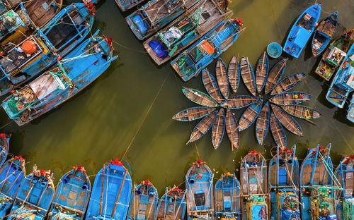 Aerial view of boats in river