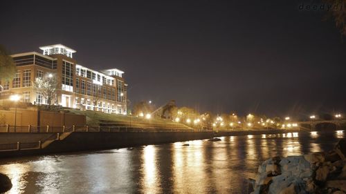 View of illuminated city at night