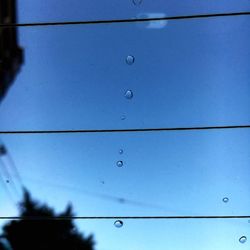 Low angle view of water against blue sky