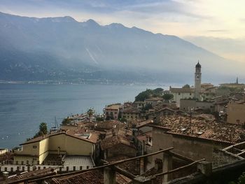 High angle view of buildings in city
