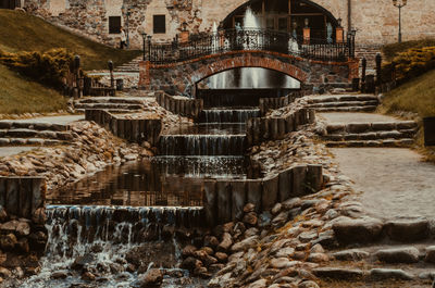 Arch bridge over river