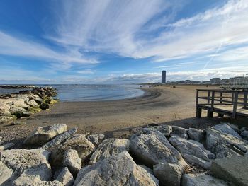 Scenic view of beach against sky