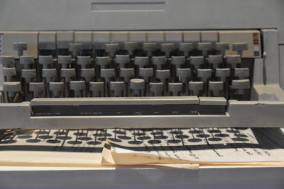 High angle view of computer keyboard on table