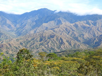 Scenic view of mountains against sky
