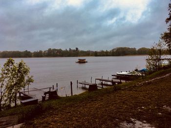 Scenic view of lake against sky