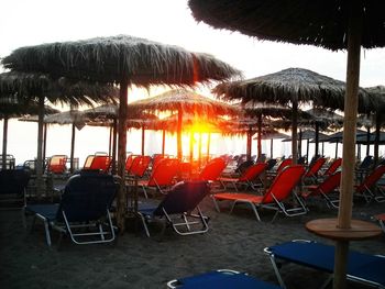 View of beach at sunset