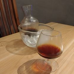 Close-up of beer in glass on table