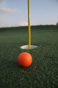 Close-up of ball on field