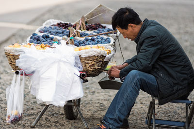 Man sitting with ice cream