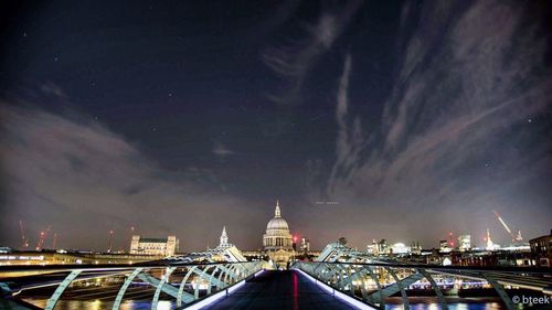 Illuminated cityscape at night