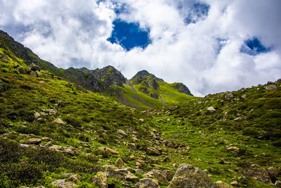 Scenic view of mountains against sky