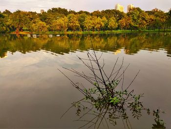 Scenic view of lake against sky