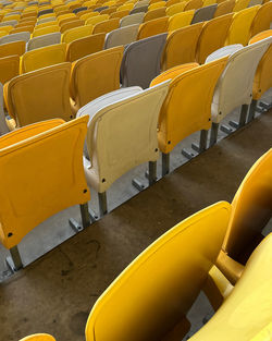 Empty chairs in stadium