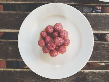 Close-up of strawberries in plate