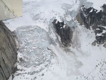 High angle view of frozen river