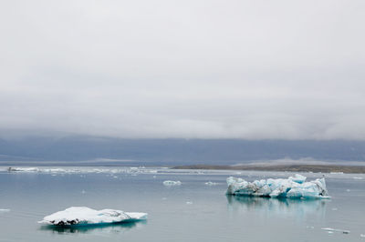 Scenic view of sea against sky during winter