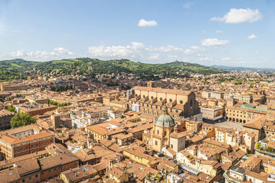 High angle view of townscape against sky