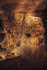 View of rock formations in cave