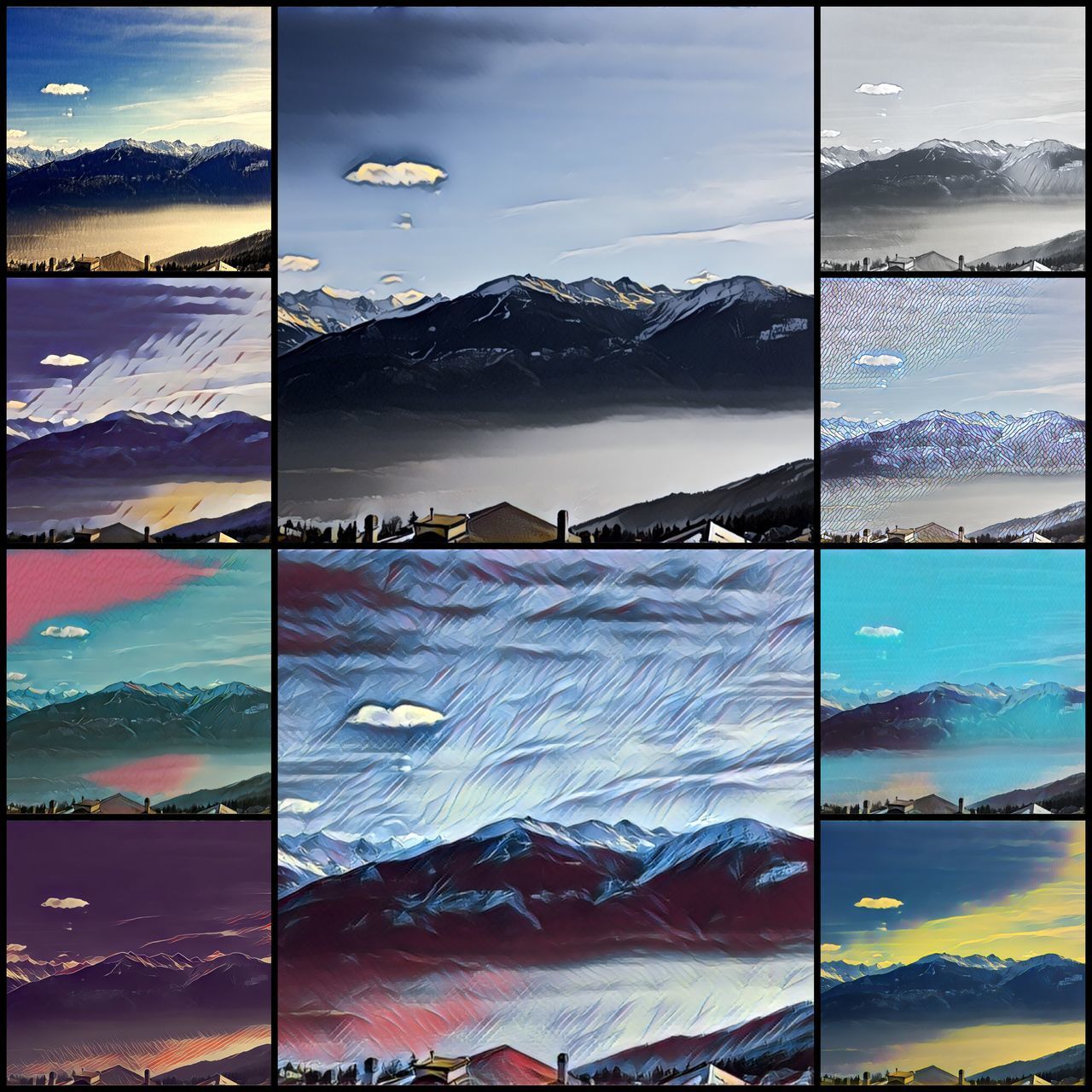 DIGITAL COMPOSITE IMAGE OF MOUNTAINS AND CLOUDS