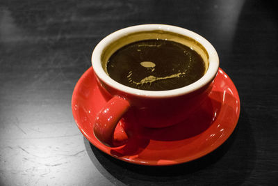 High angle view of tea on table