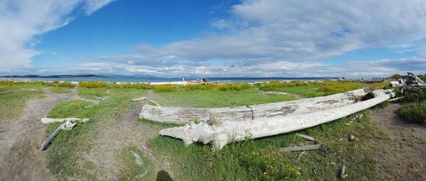 Scenic view of sea against cloudy sky
