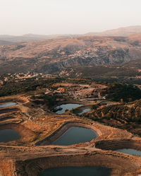 Reached the highest peak at the end of a hike to see artificial lakes at qarnayel, lebanon.