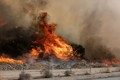 View of fire burning outdoors