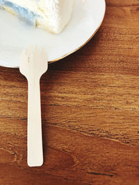 High angle view of ice cream in plate on table