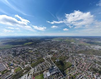 High angle view of townscape against sky