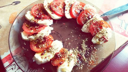 Close-up of breakfast served in plate