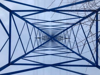 Low angle view of electricity pylon