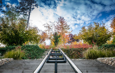 Trees in park against sky during autumn