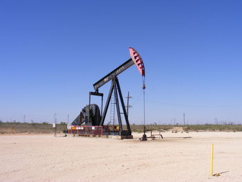 Oil pump against clear sky