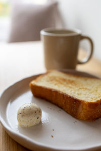 Close-up of breakfast on table