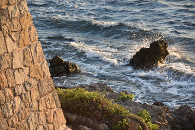 Scenic view of rocky beach