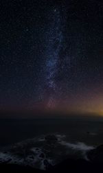 Scenic view of sea against sky at night