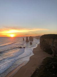 Scenic view of sea against sky during sunset