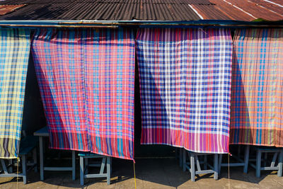 Thai traditional loincloth hanging side by side