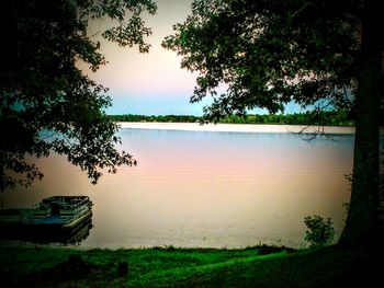 Scenic view of lake against sky