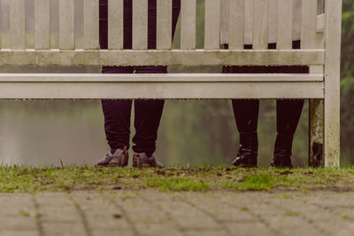 Low section of man playing soccer