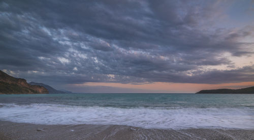 Scenic view of sea against sky during sunset