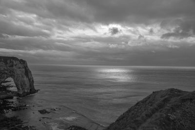 Scenic view of sea against cloudy sky